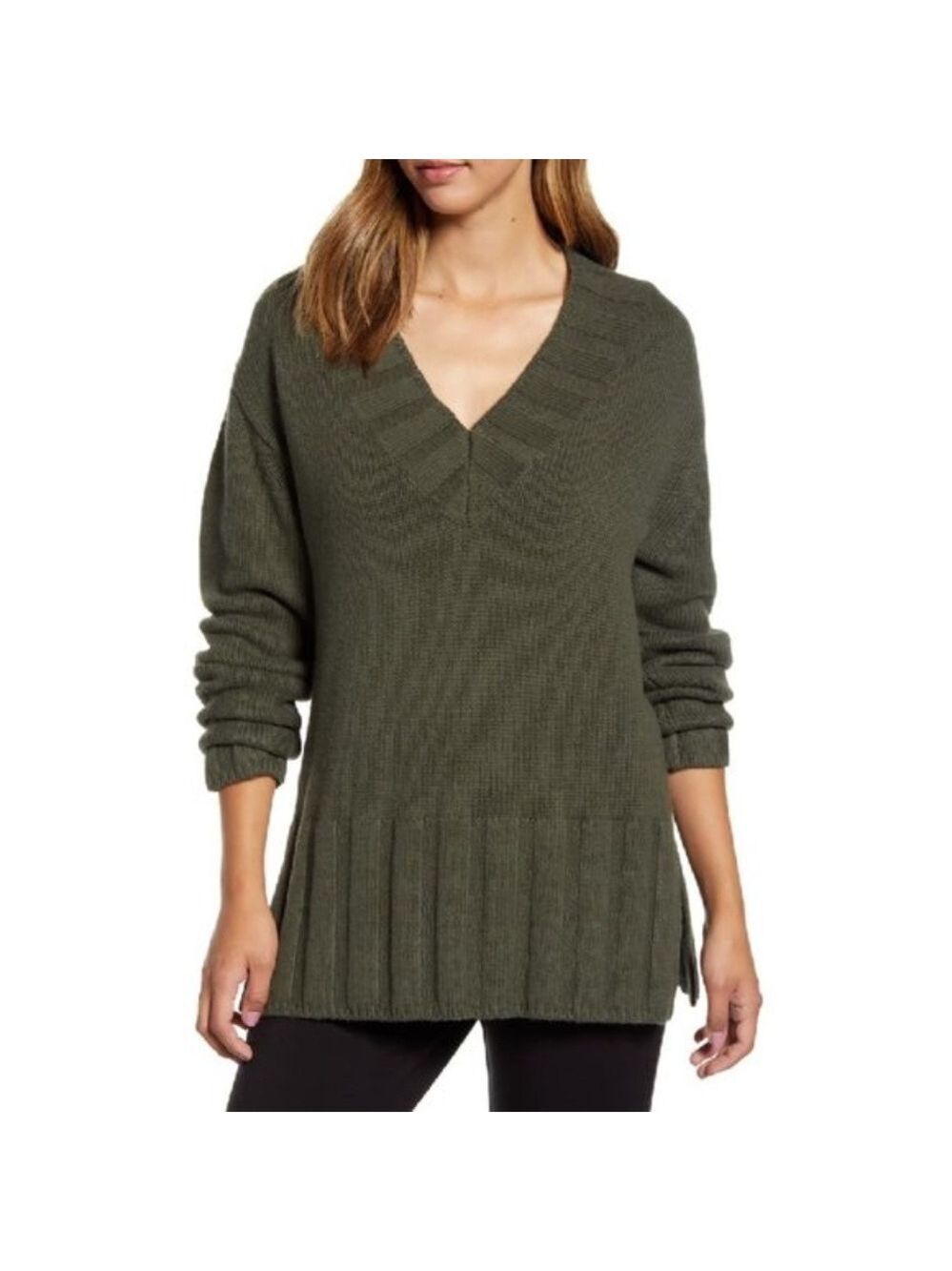 LOU & GREY Rib Trim Tunic Sweater